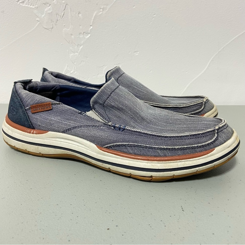 Skechers Elson Amster Moccasin Slip On Sneakers Men's 9 65391 Navy